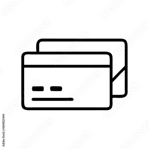 Stack of credit cards in minimalist line art style  