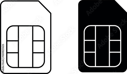 Sim card icons black and white mobile technology