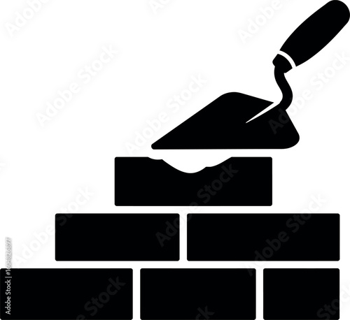 Bricklaying trowel new wall construction icon