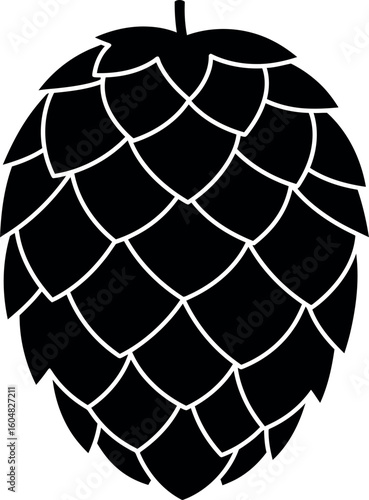 Black hop cone silhouette craft beer ingredient