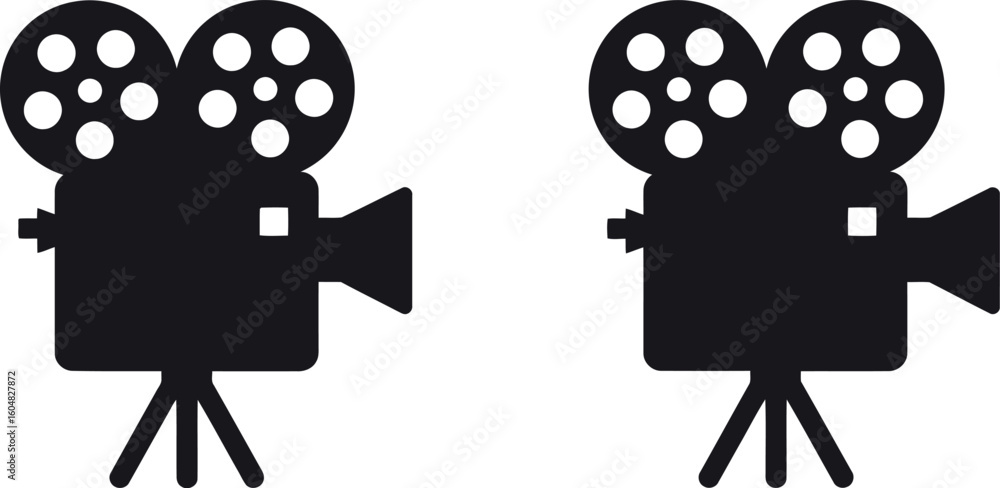 Obraz premium Vintage film camera icons retro cinema movie production