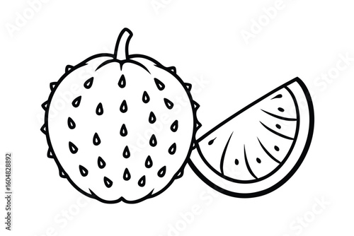 Soursop Fruit Sliced And Whole Clean Vector