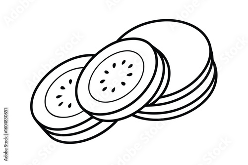 Sliced Zucchini Rounds Flat Vector No Text