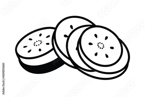 Sliced Zucchini Rounds Flat Vector No Text