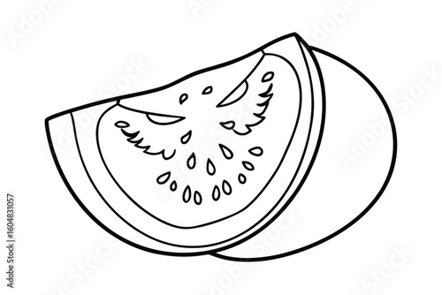 Sliced Tomato With Seeds Visible Clean Vector