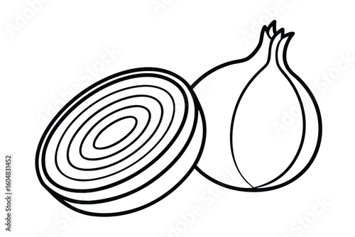 Sliced Red Onion With Rings Clean Style