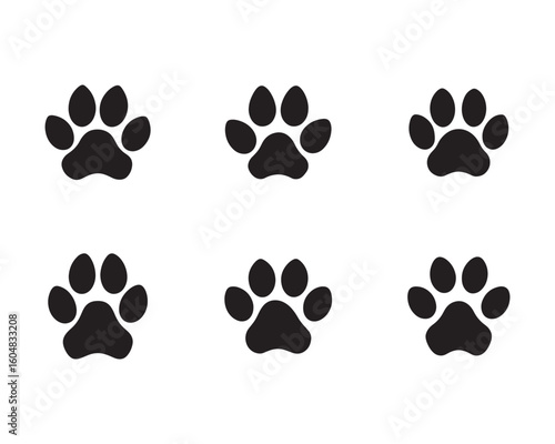 Black Paw Prints Seamless Pattern on White Background for Animal Lovers Pet Shops and Veterinary Clinics Vector Illustration