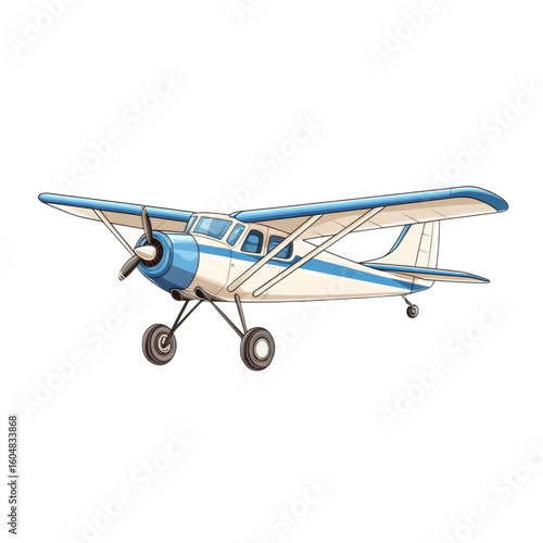 Small airplane with blue and white design, showcasing classic style and charm
