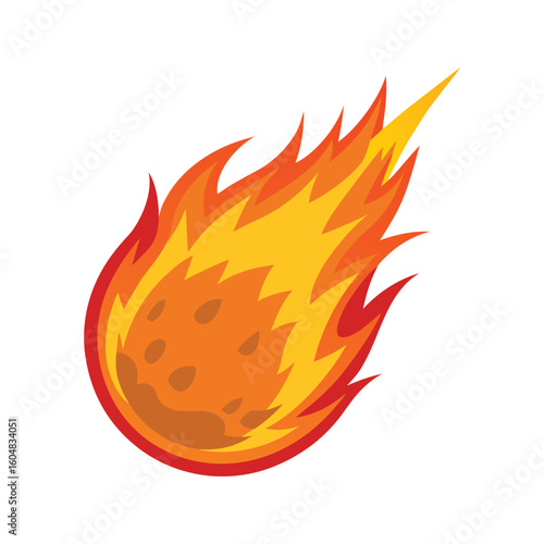 Vector Illustration of a Fireball Isolated on White Background