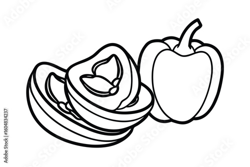 Sliced Bell Peppers Assorted Colors Flat Vector