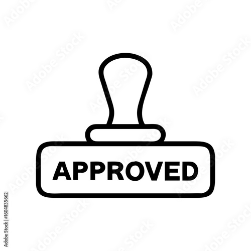 Stamp with the word approved in minimalistic black and white style  