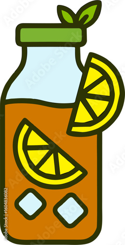 Bottled Lemon Iced Tea with Mint Leaves