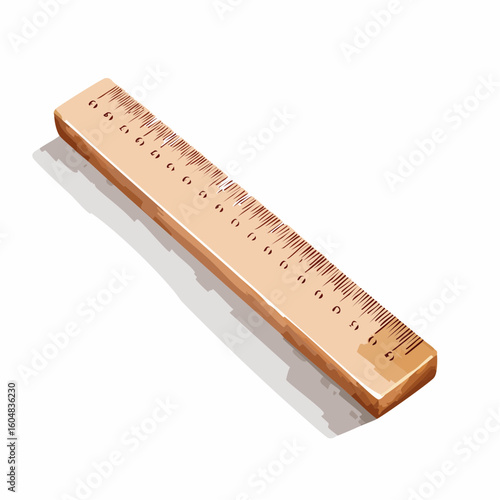 Brown Wooden Ruler on White Background