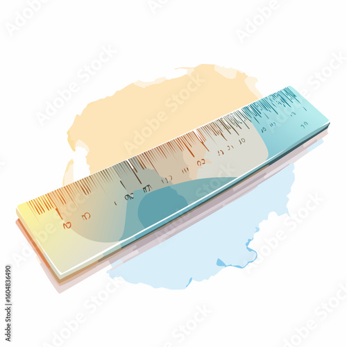 Colorful Gradient Ruler Illustration on Watercolor Background
