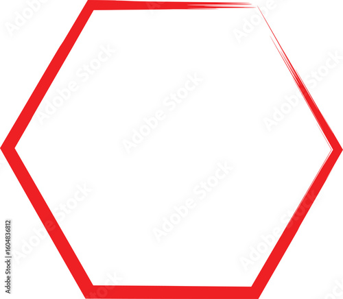 A bold red hexagonal outline with a textured brush stroke effect creating a geometric shape silhouette Free Download A bold red hexagonal outline with a textured brush stroke effect creating a geometric shape silhouette - GFXLoad