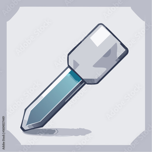 Isometric Illustration of a Grey and Blue Glass Pipette