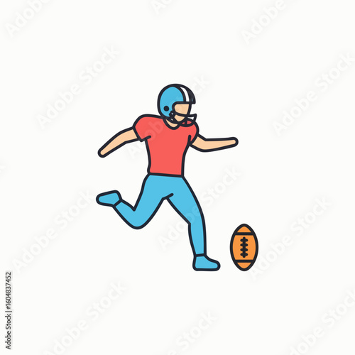 American football player kicking ball vector illustration