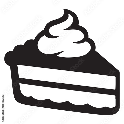Creamy Pie Slice Silhouette for Bakery Icon Design