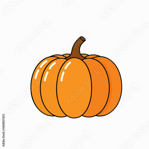 Simple Orange Pumpkin Cartoon Vector Illustration