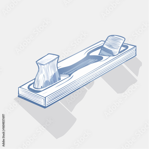 Isometric Illustration of a Woodworking Plane