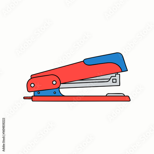 Red and Blue Stapler Vector Illustration Office Supply