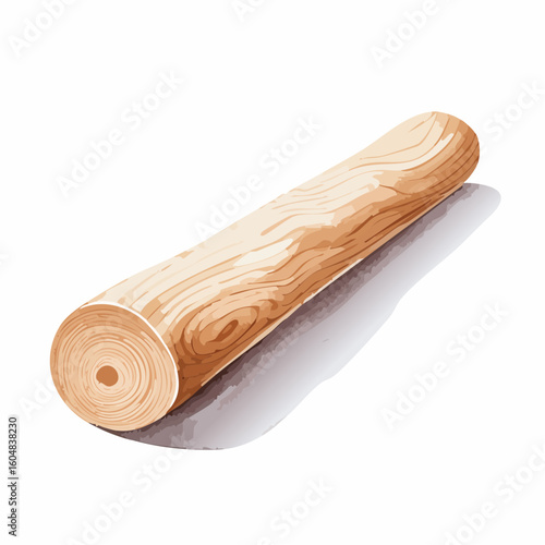 Light Brown Wooden Log with Visible Grain Texture on White Background