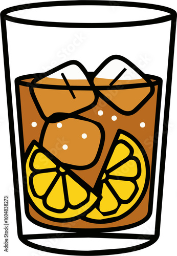 Simple Glass of Iced Tea with Lemon Slices