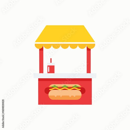 Hot Dog Stand Street Food Cart Vector Illustration