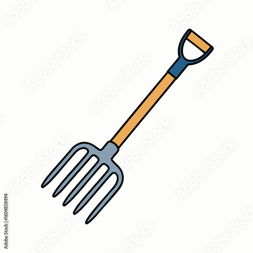 Cartoon Garden Fork Hand Tool Illustration