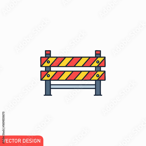 Construction Barrier Road Block Icon Vector Illustration