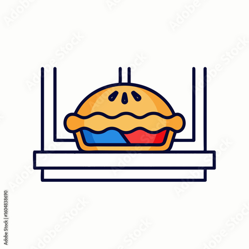Pie Cooling on Window Sill Vector Icon