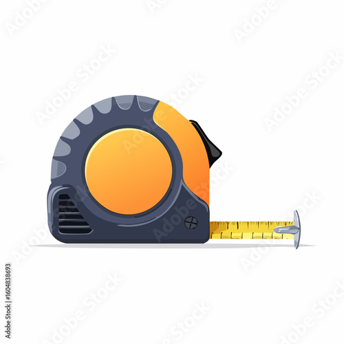 Orange and Gray Retractable Tape Measure on White Background