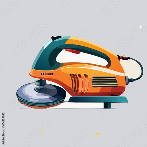 Orange and Teal Electric Polisher Illustration