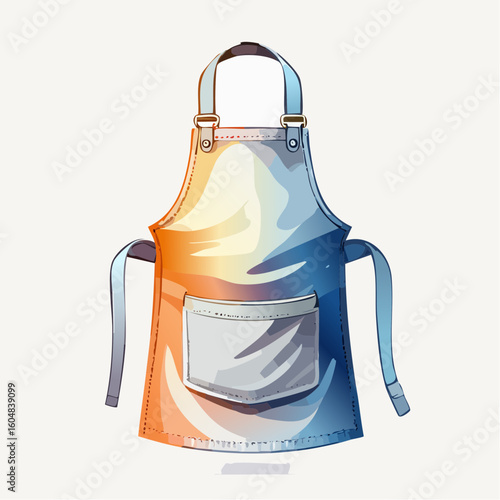Orange Blue Gradient Kitchen Apron with Pocket