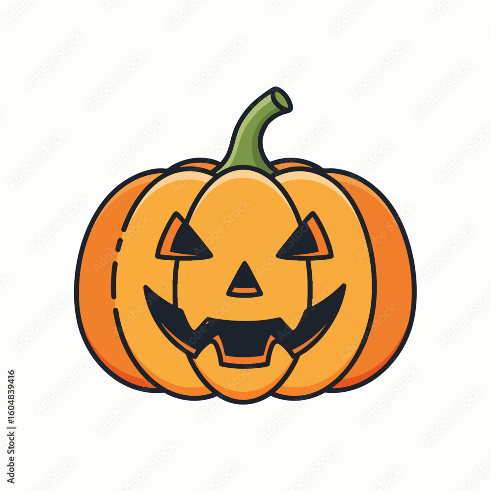 Fototapeta premium Happy Jack-o-Lantern Cartoon Vector Icon Halloween Spooky Pumpkin