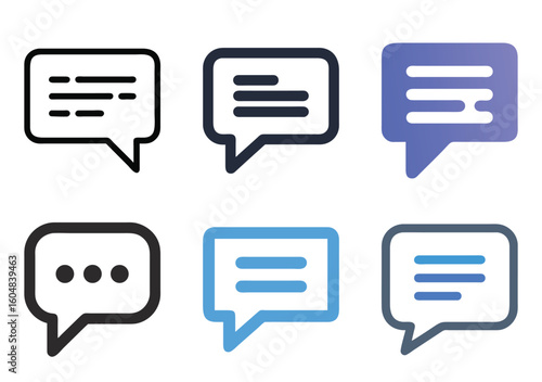 Different graphic styles of speech bubble icons for use in design