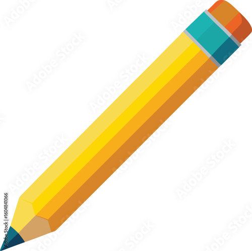 Bright yellow pencil illustration with eraser