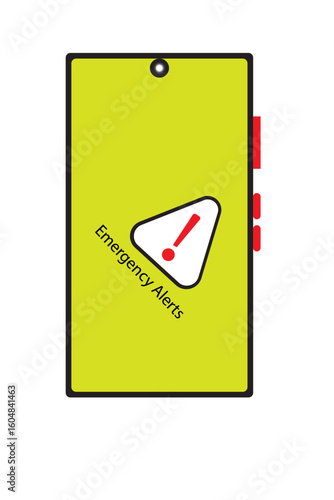 Digital Emergency Alert on Smartphone Display – Vector Icon Symbolizing Urgent Notification for Natural Disaster, Threat, or Safety Warning

