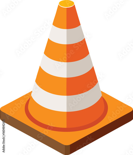 Bright isometric traffic cone for safety and construction