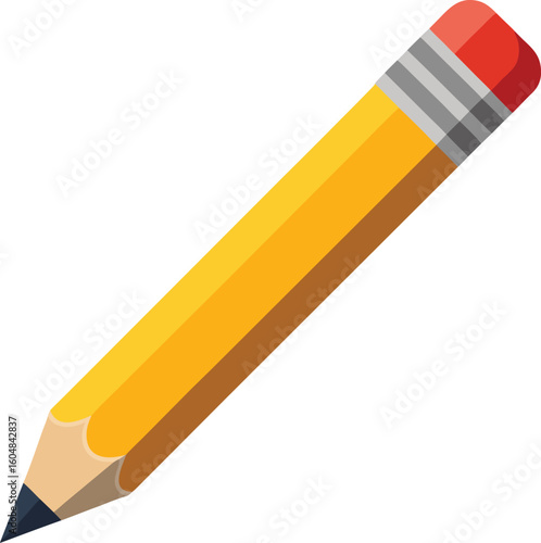Yellow pencil with red eraser vector illustration