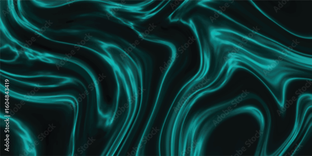 Obraz premium Abstract teal and black fluid art swirling background design suitable for digital wallpaper and creative projects