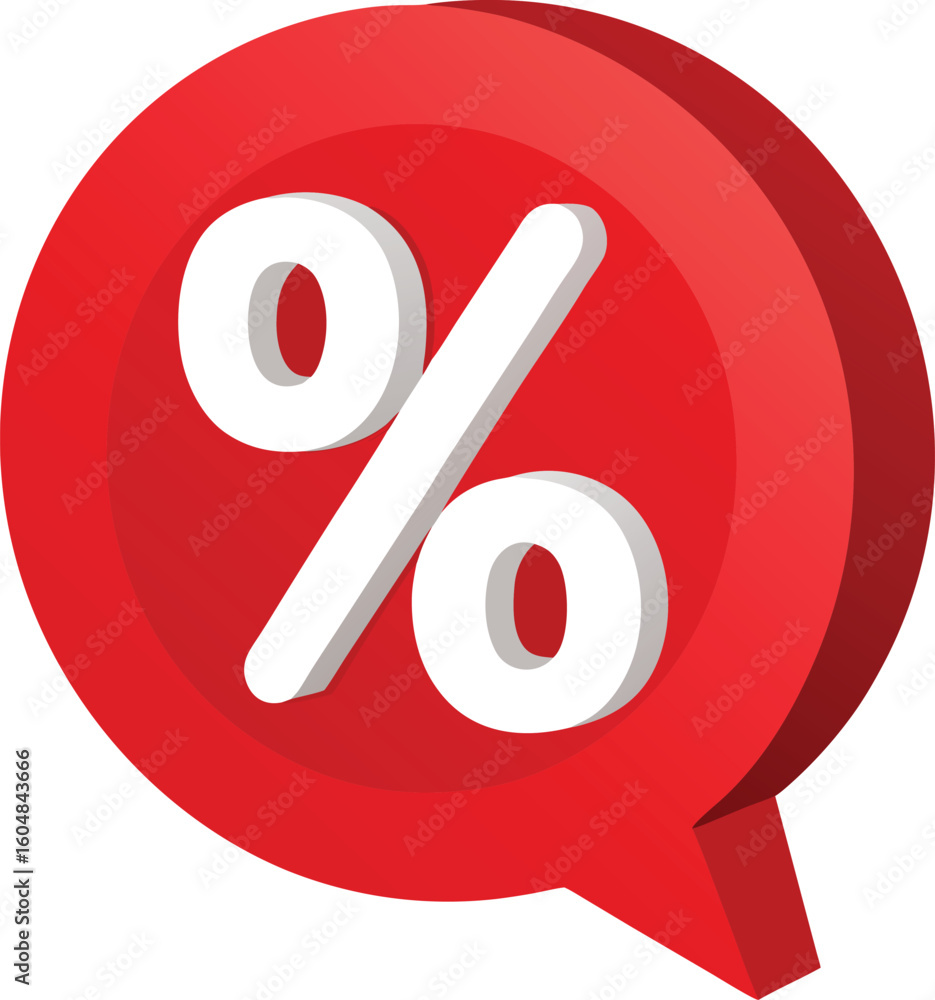 Obraz premium Red discount percentage speech bubble vector