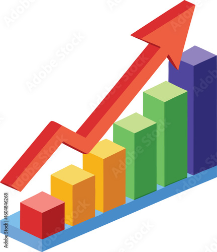 Isometric growth chart with upward arrow Free Download Isometric growth chart with upward arrow - GFXLoad