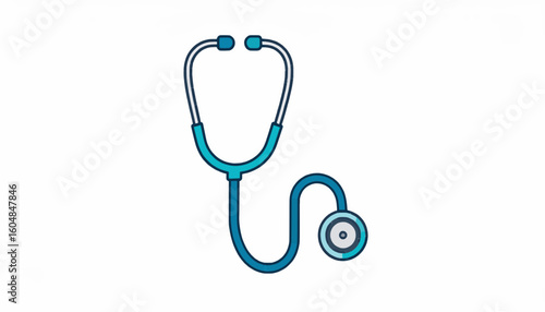 A simple, isolated illustration of a blue and white medical stethoscope.