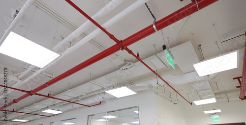 Papier peint Fire sprinkler and red pipe