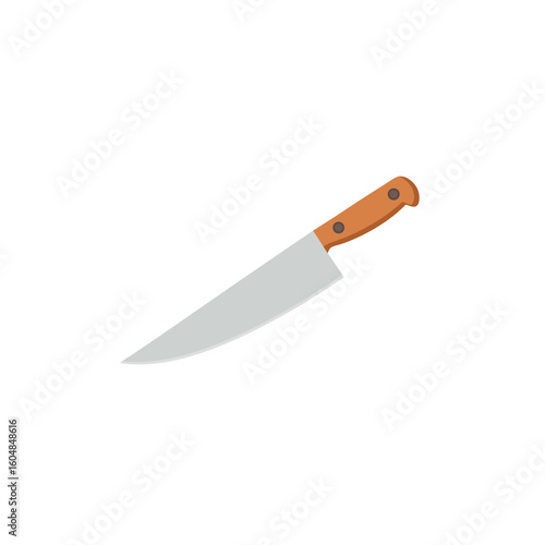 chef s knife with a wooden handle and shine on bla
