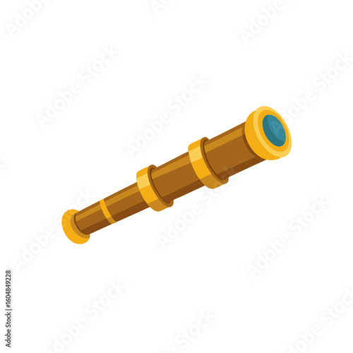 old pirate telescope extended and shiny isolated