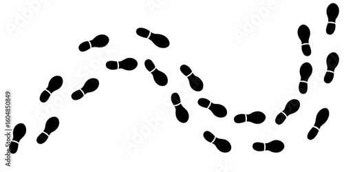 Shoes prints footpath on white background. Vector illustration. 