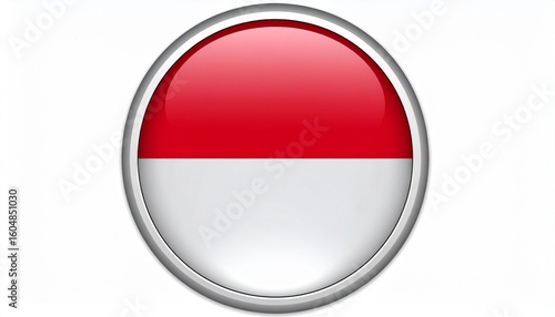 Free Download Glossy button of the Indonesian flag featuring a red and white color scheme on a white background - GFXLoad
