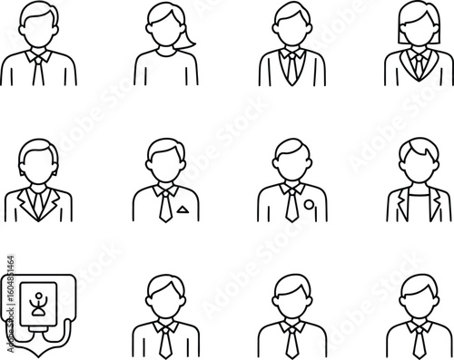 Set of hand drawn business people icons and professional avatars